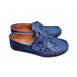 Wygodne skórzane półbuty dziecięce niebieskie tęg G nr.33