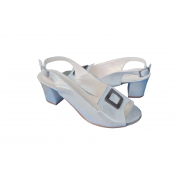 Sandały damskie ze skóry srebro_satyna nr.37 obc.6