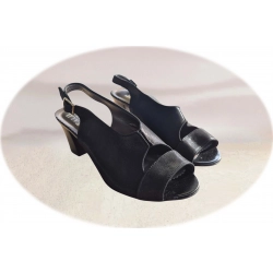 Sandały damskie ze skóry czarne obcas 5 cm nr.37