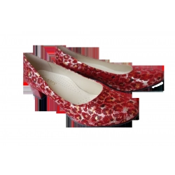 Skórzane czółenka czerwone obcas 4 cm nr 39