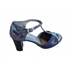 Sandały damskie skórzane granat obcas 6 cm nr.35