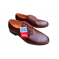 Eleganckie skórzane półbuty Moskała Brązowe tęg G nr.41