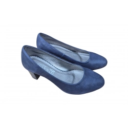 Czółenka damskie ze skóry Granatowe obc.6cm nr.37