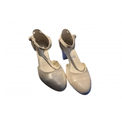 Sandały damskie ze skóry beżowe obcas 7cm nr.37