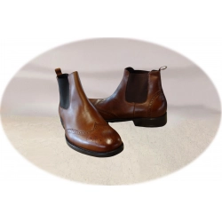 Skórzane brązowe sztyblety wsuwane tęg G nr.42