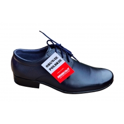 Eleganckie skórzane półbuty Moskała granatowe tęg G nr.37